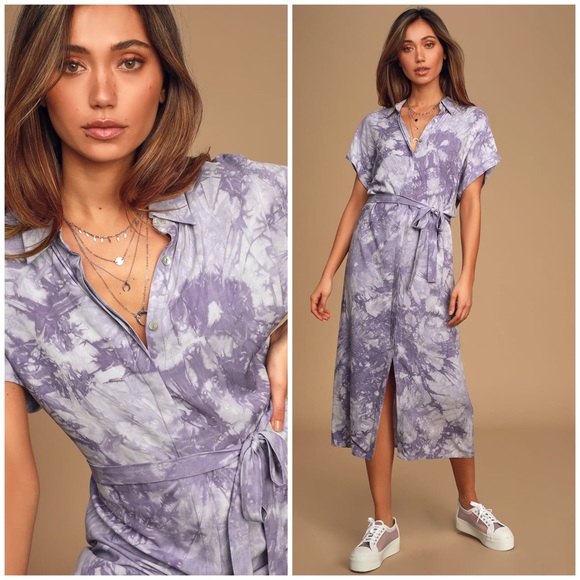 Lulus Dresses & Skirts - Lulu’s Carefree Lifestyle Purple Tie-Dye Shirt Dress sz S